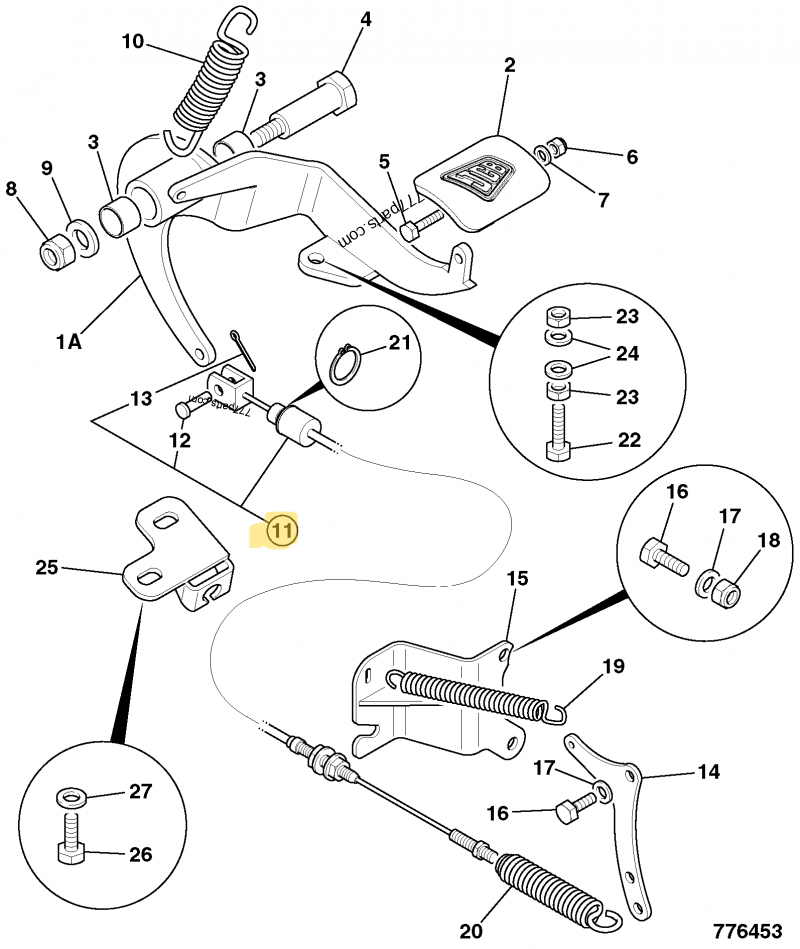 Cable accelerateur compatible pour JCB 2