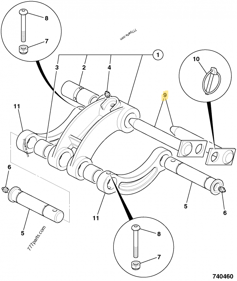 Axe godet compatible pour JCB 6