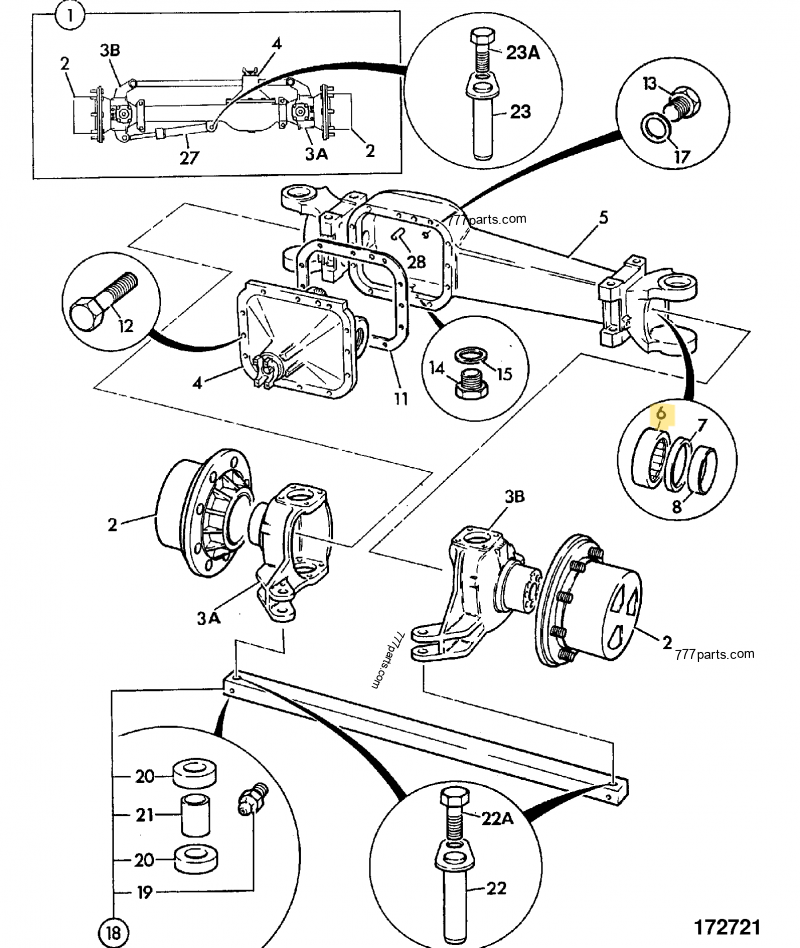 Roulement aiguille compatible pour JCB 3