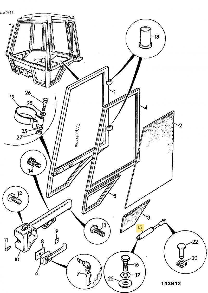 Verin de porte compatible pour JCB 5
