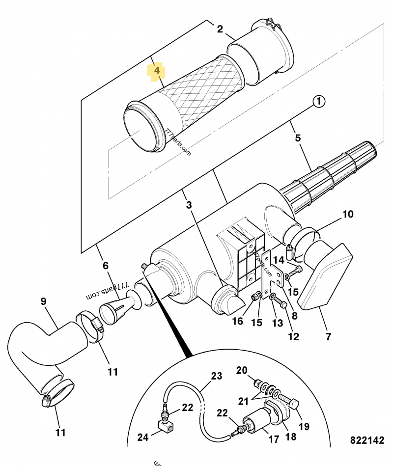Filtre à air principal compatible pour JCB 3