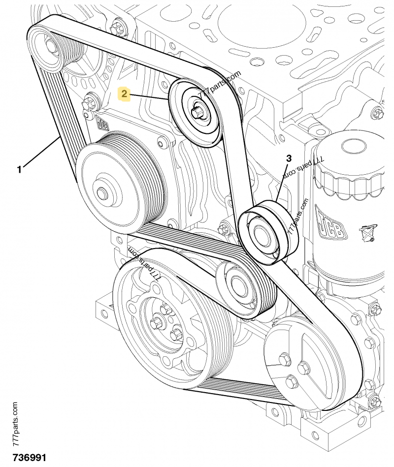 Galet fixe complet jcb compatible pour JCB 3