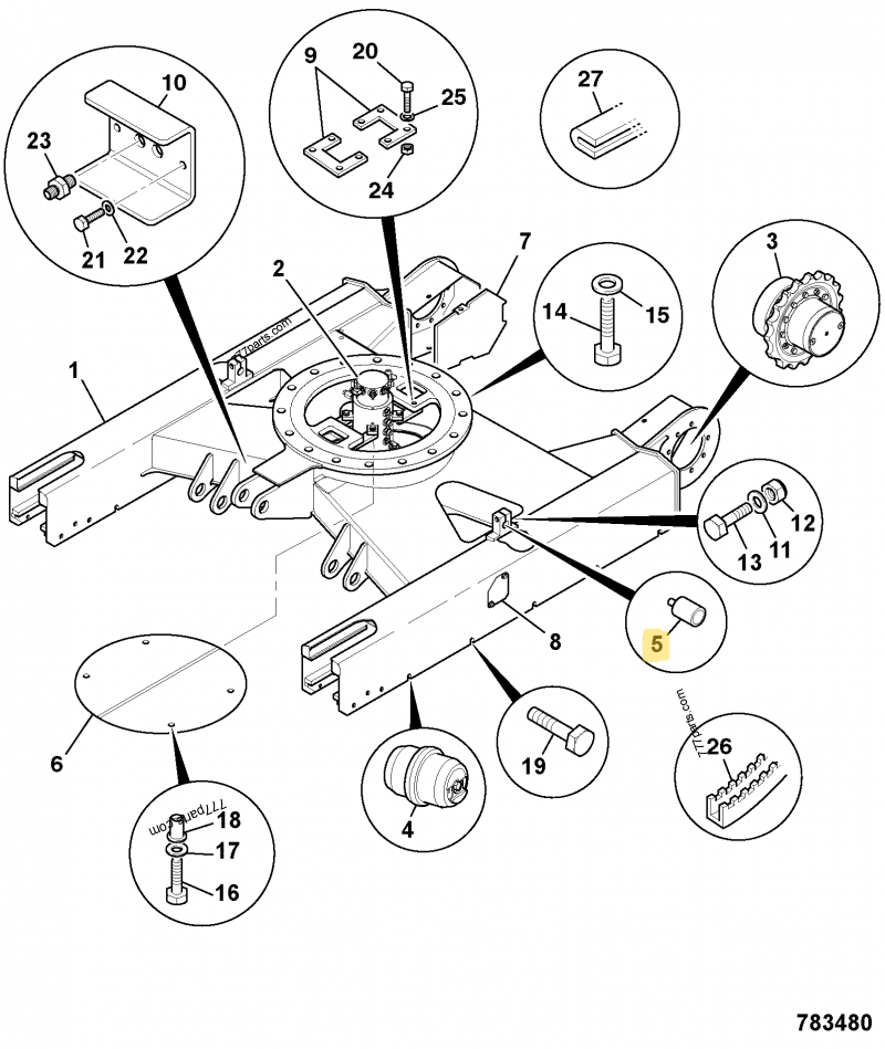 Galet superieur compatible pour JCB 2