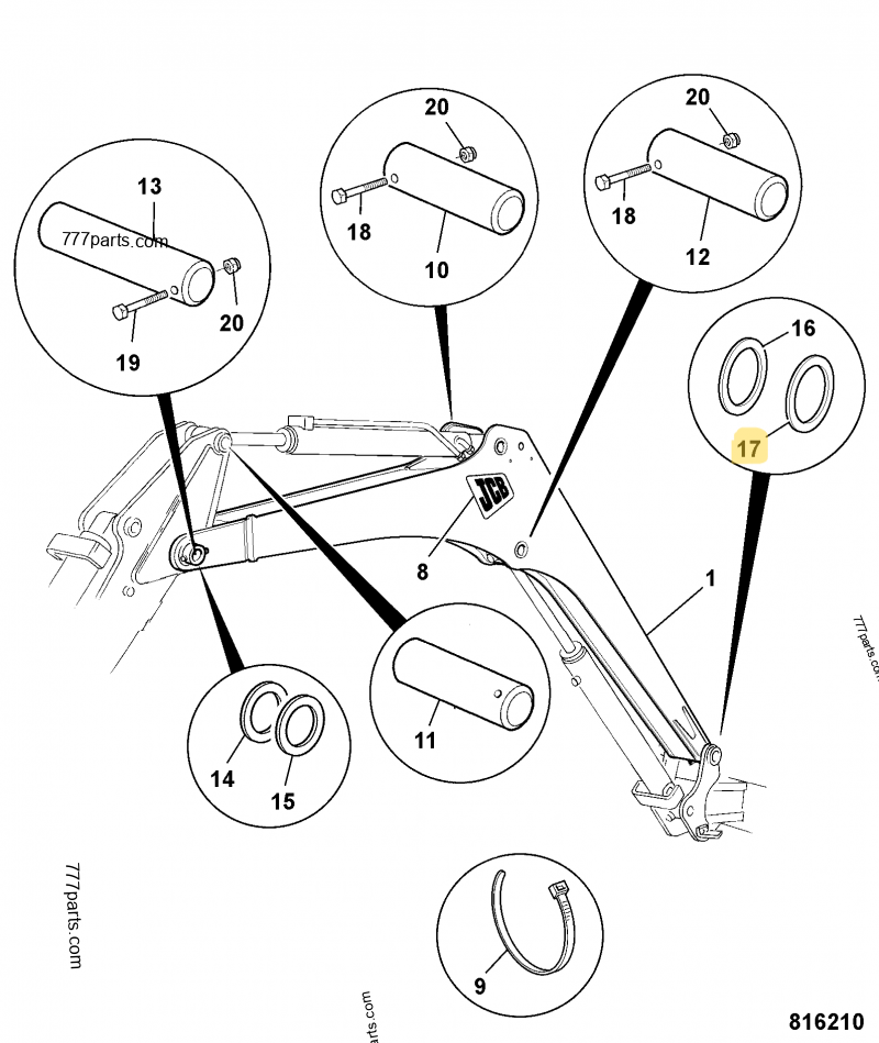 Cale ep. 1,4 mm compatible pour JCB 2