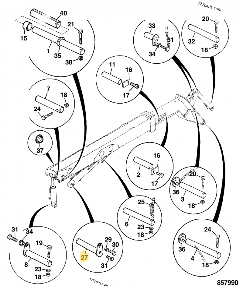 Axe compatible pour JCB 2