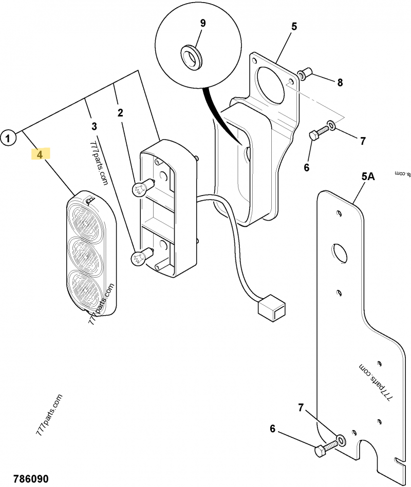 Cabochon feu arriere compatible pour JCB 5