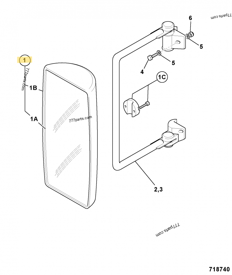 Retroviseur complet compatible pour JCB 3