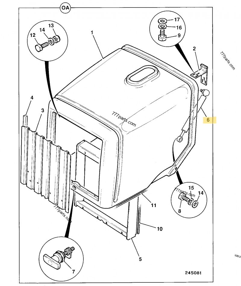 Verin de capot compatible pour JCB 2