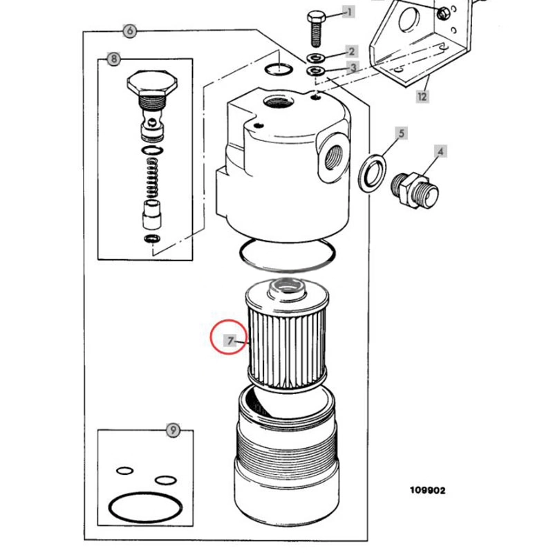 Filtre hydraulique servo compatible pour JCB 2