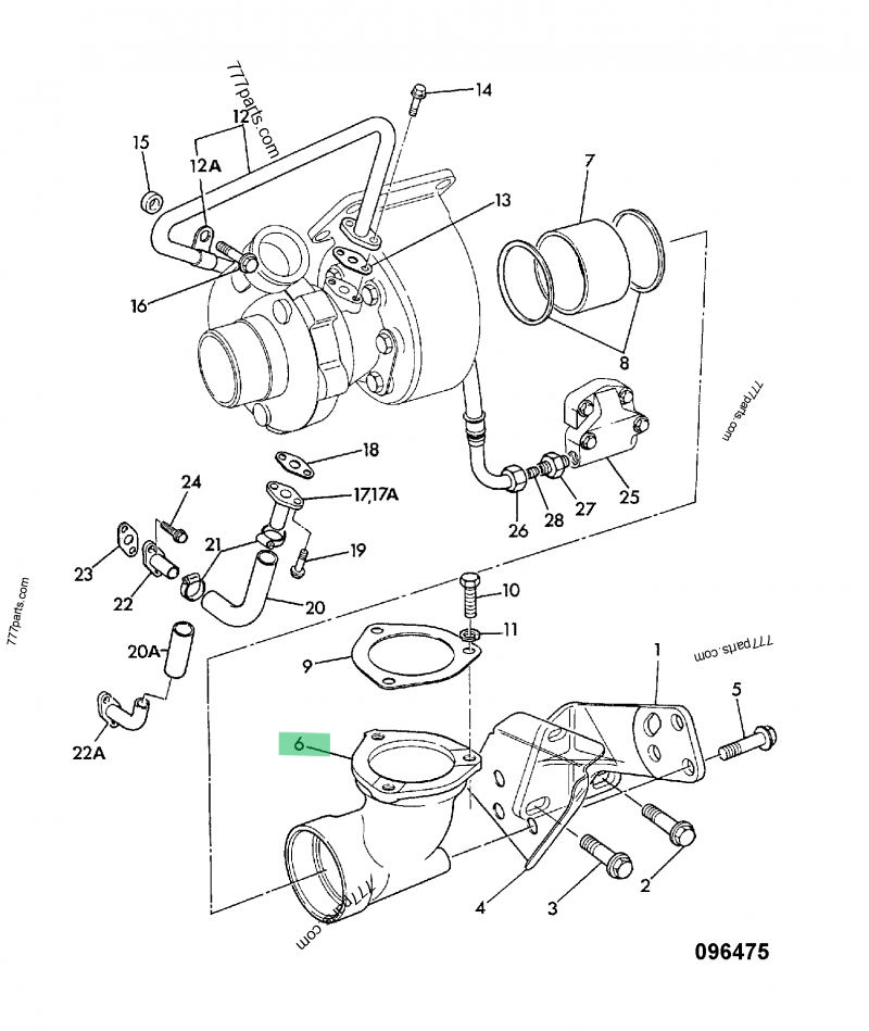 Coude echappement compatible pour JCB 6