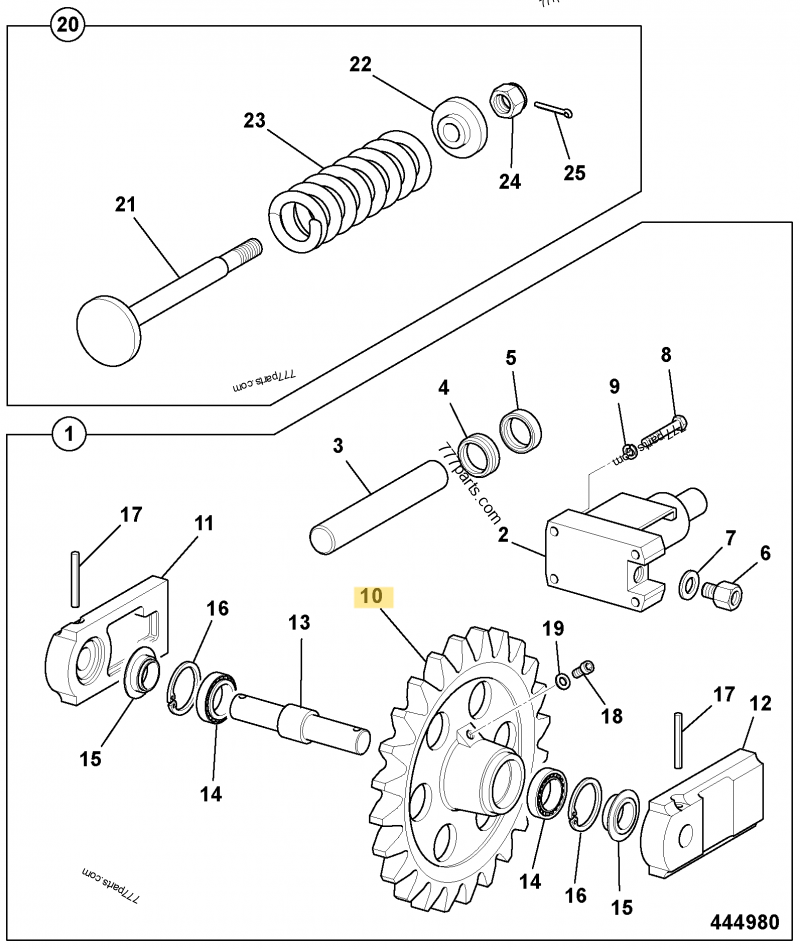 Roue dentee nue compatible pour JCB 2