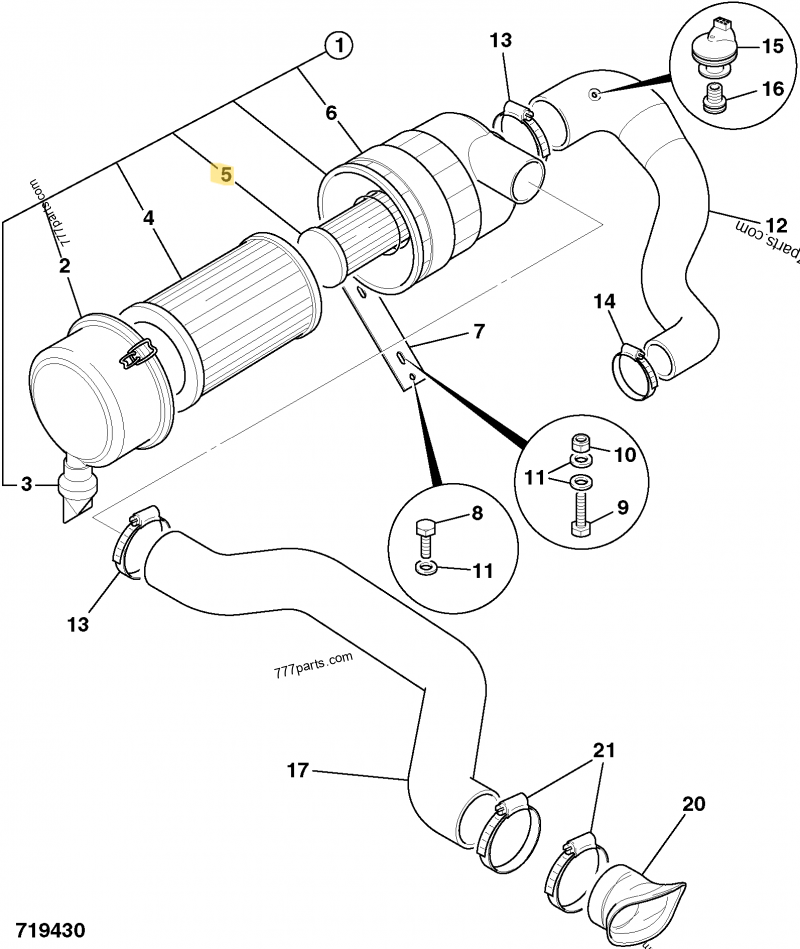 Filtre à air secondaire compatible pour Caterpillar, pour Volvo, pour Liebherr 3