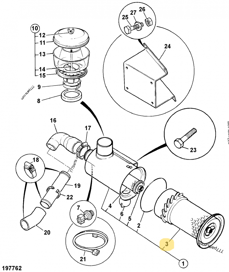 Filtre à air primaire compatible pour JCB 2