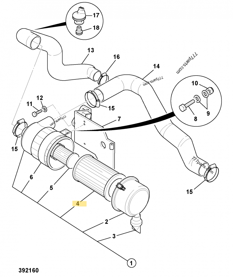 Filtre à air primaire compatible pour Caterpillar, pour Volvo, pour Liebherr 3