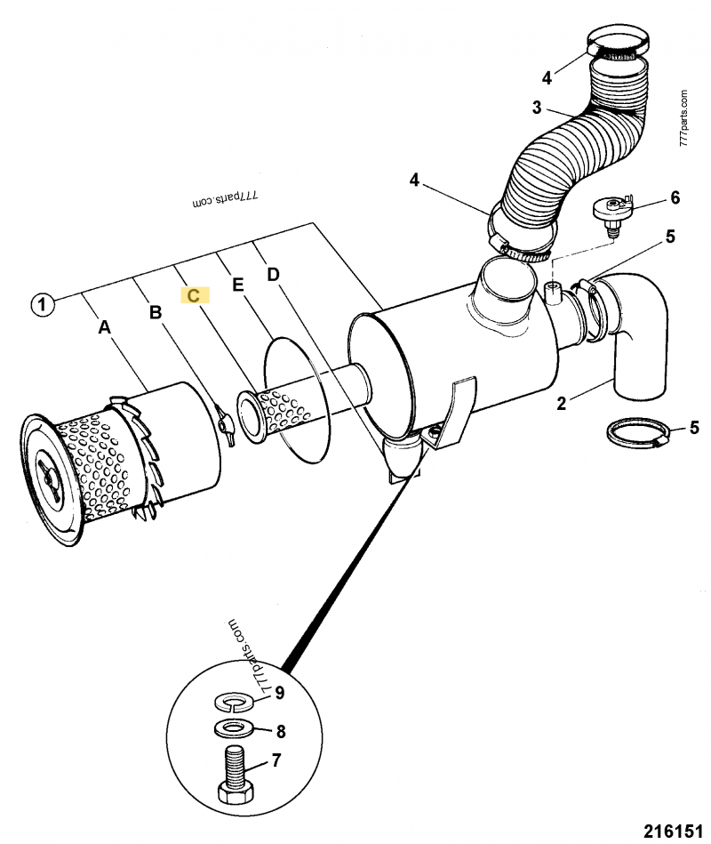 Filtre air int compatible pour JCB 5