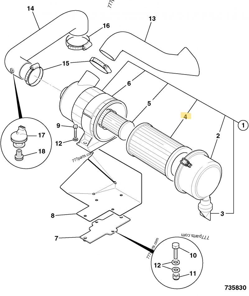 Filtre à air ext compatible pour Caterpillar, pour Case, pour Volvo 2
