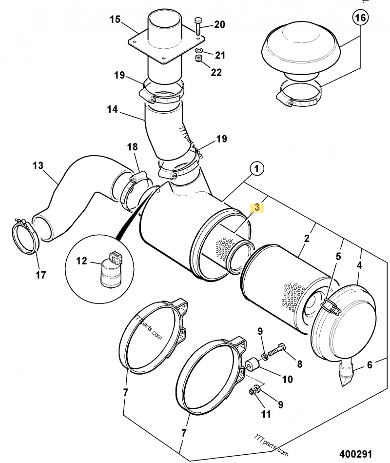 Filtre à air compatible pour Caterpillar, pour Case, pour New Holland 3