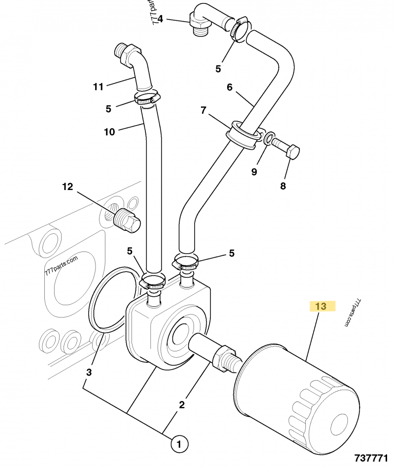 Filtre à huile moteur compatible pour Perkins, pour Caterpillar, pour New Holland 3