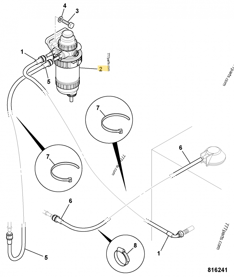 Prefiltre gasoil complet compatible pour JCB 6