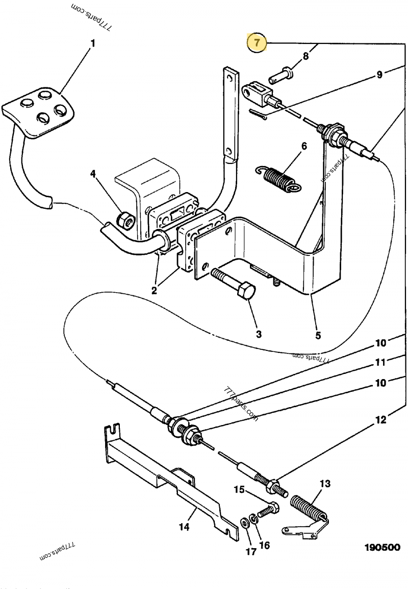 Cable accelerateur compatible pour JCB 2
