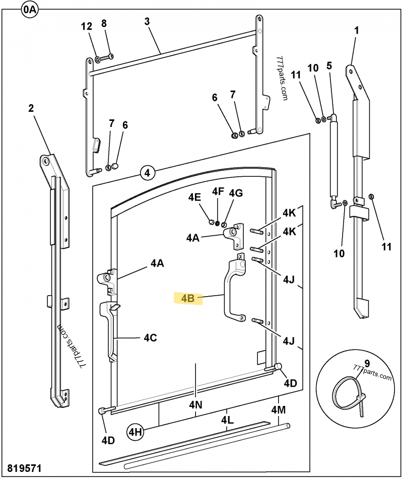 Fermeture gauche compatible pour JCB 2