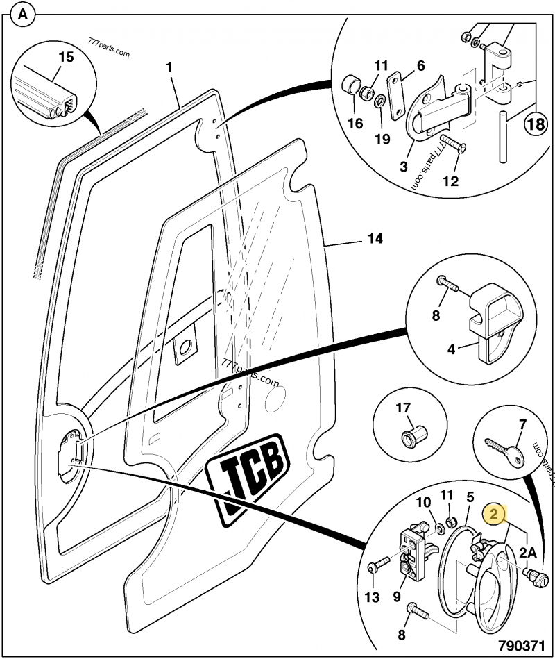 Poignee ext compatible pour JCB 2