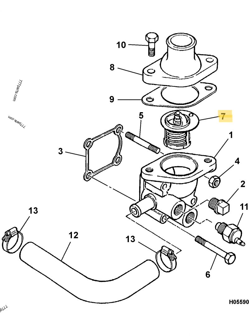 Thermostat compatible pour Perkins, pour Case, pour New Holland 5