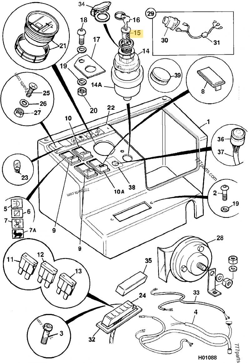 Barillet avec cle compatible pour JCB 2