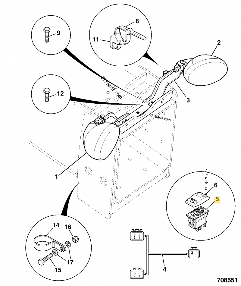 Interrupteur compatible pour JCB 2