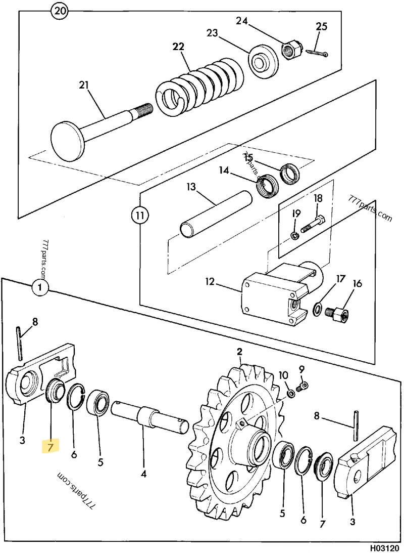 Joint etancheite roue folle compatible pour JCB 2