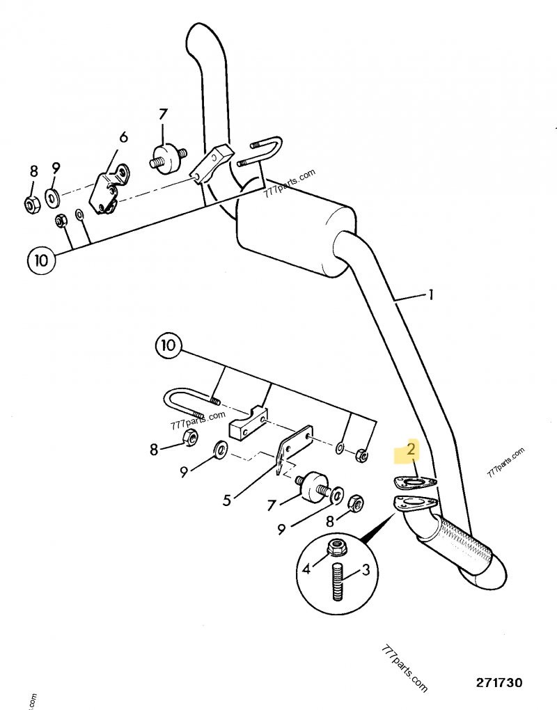 Joint de silencieux compatible pour JCB 3
