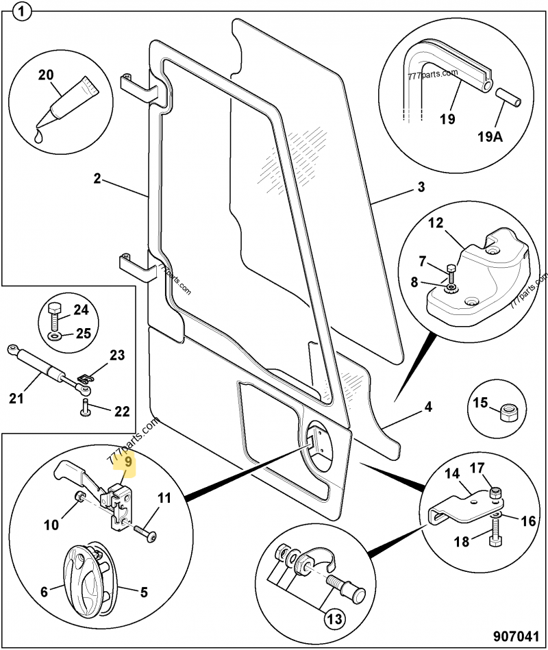 Levier fermeture d compatible pour JCB 5