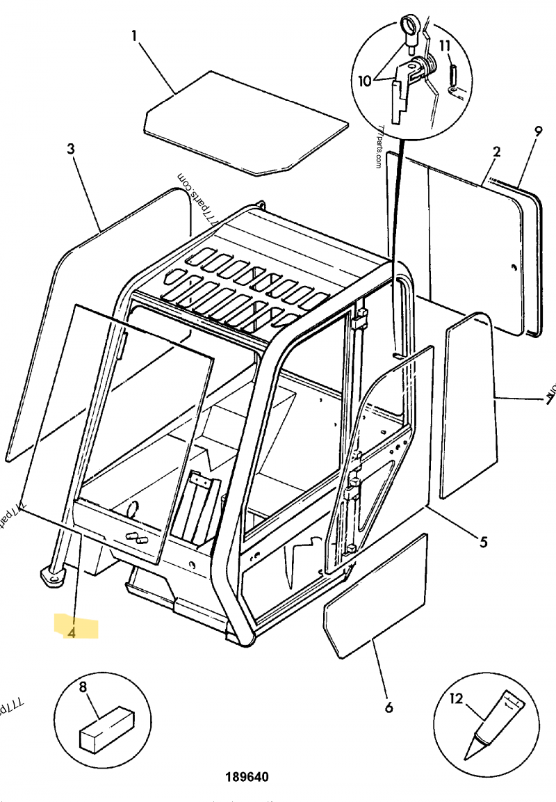Pare brise avant compatible pour JCB 2