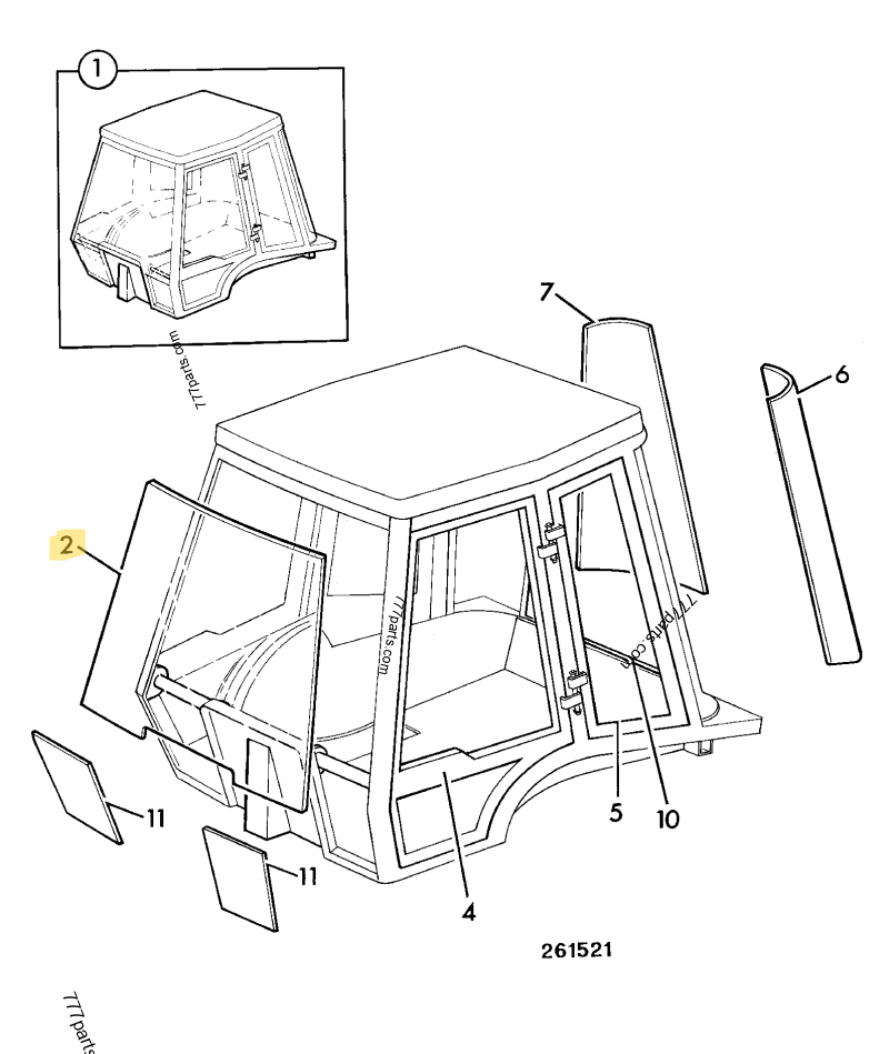 Pare brise compatible pour JCB 2