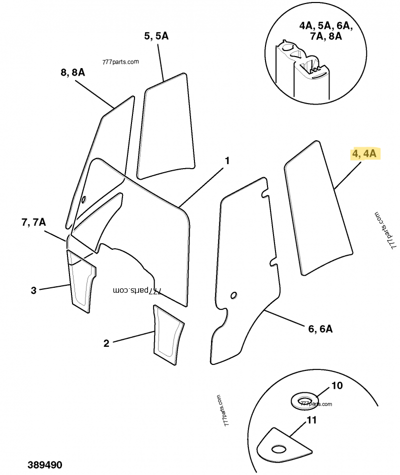 Vitre laterale gauche compatible pour JCB 2