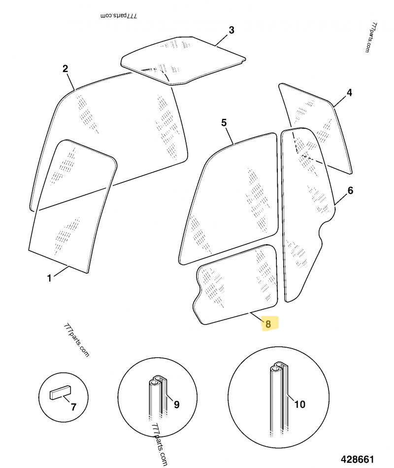 Vitre porte inferieure compatible pour JCB 3