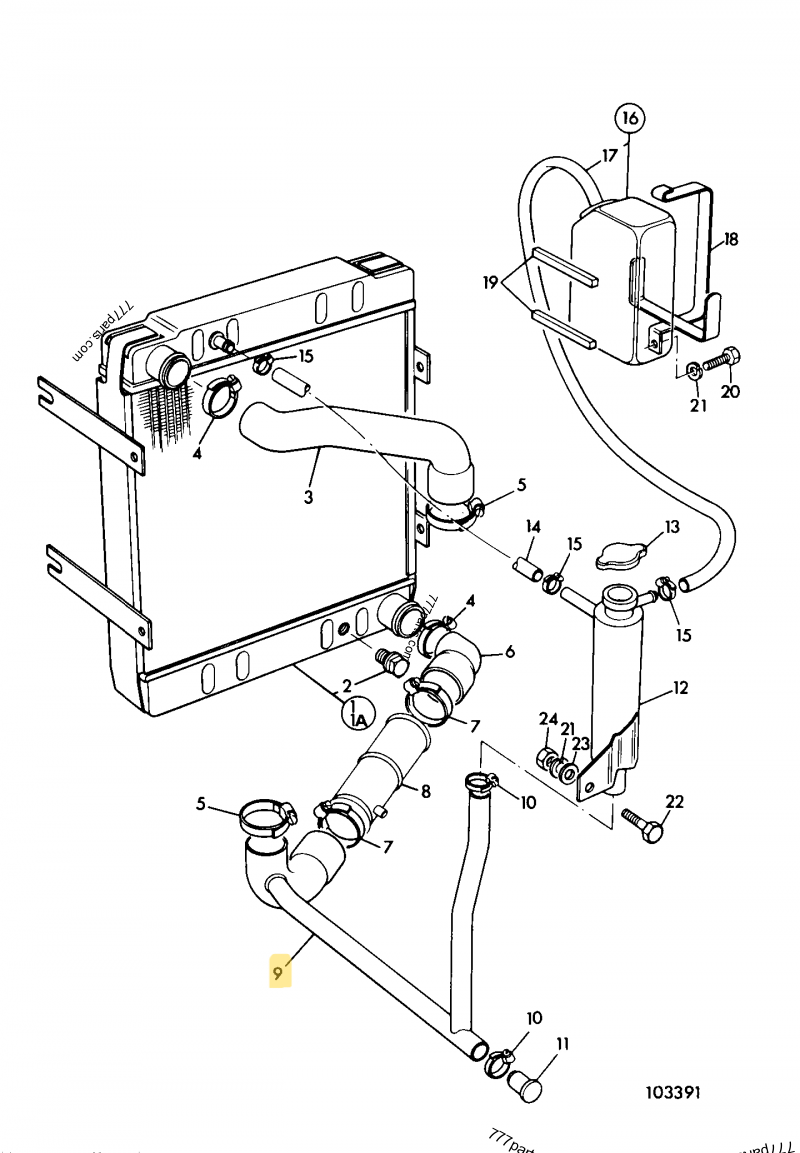 Durite inferieure compatible pour JCB 2
