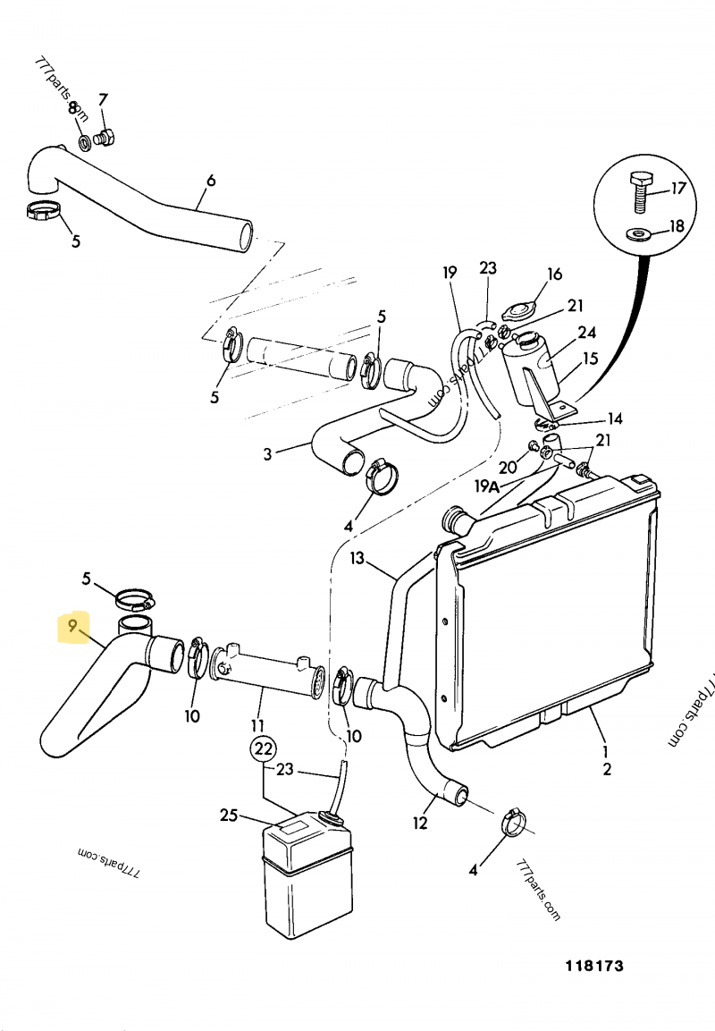 Durite inferieure compatible pour JCB 2