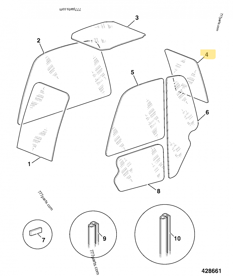 [CP-00609] Vitre arriere compatible pour JCB