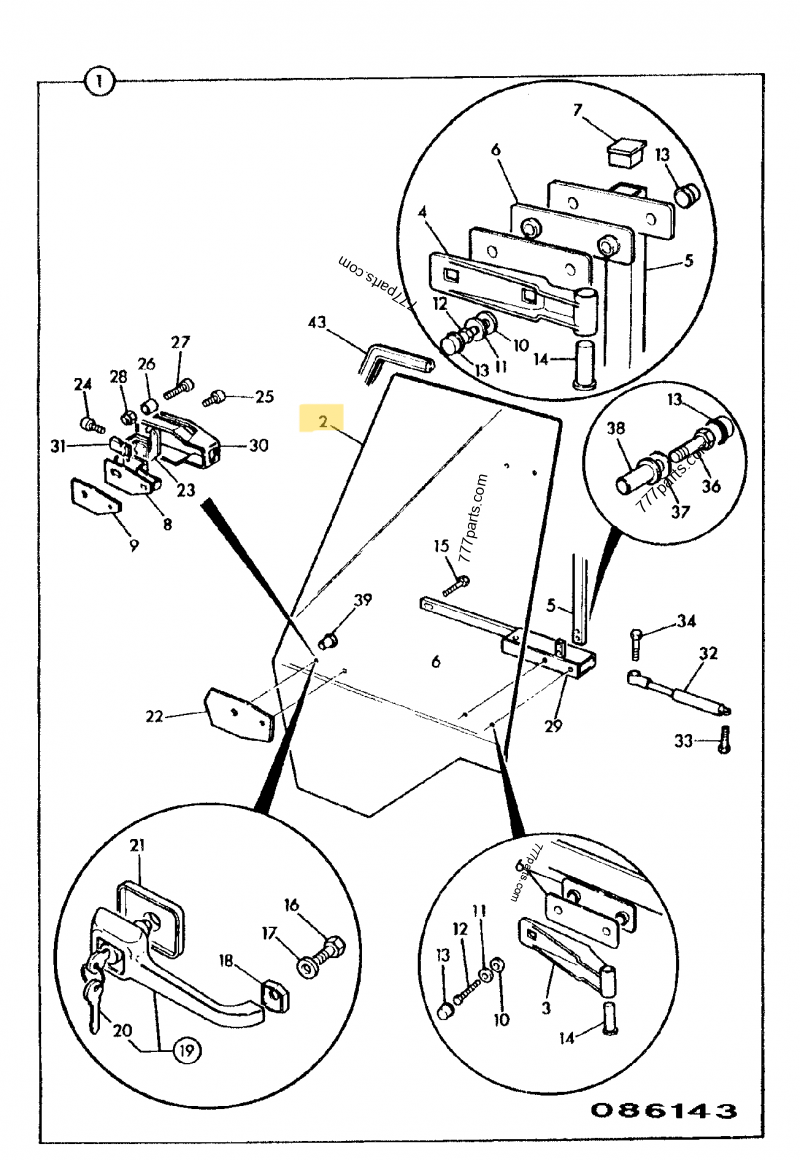 [CP-00621] Vitre porte gauche compatible pour JCB