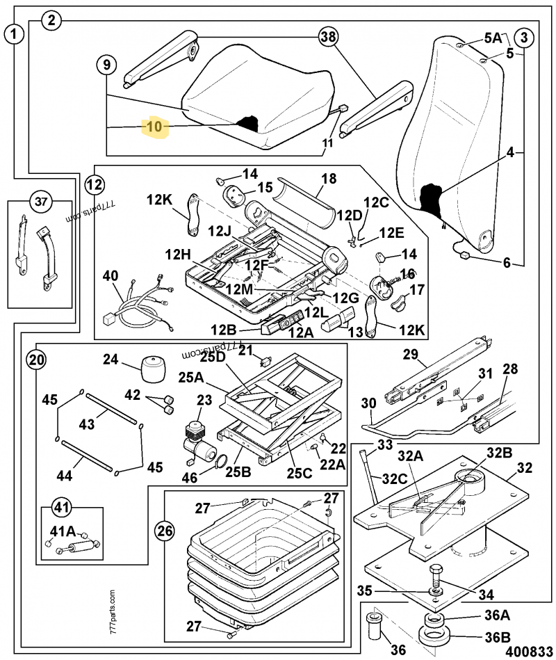 [CP-00843] Housse assise de siege compatible pour JCB